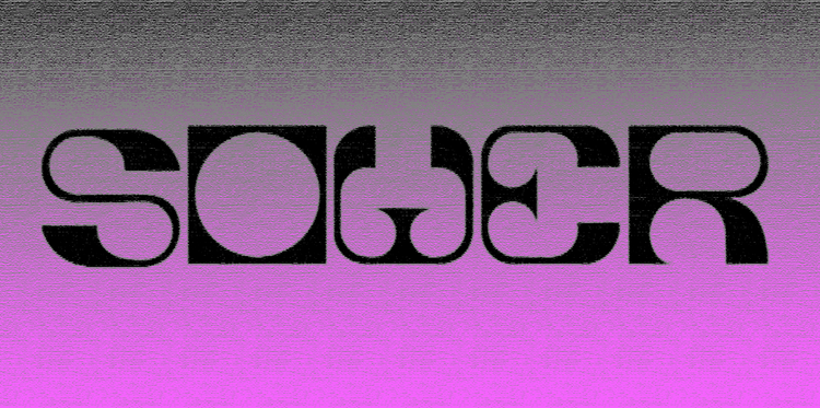 The Sower logo in black on a gradient background that goes from grey at the top to pink at the bottom.