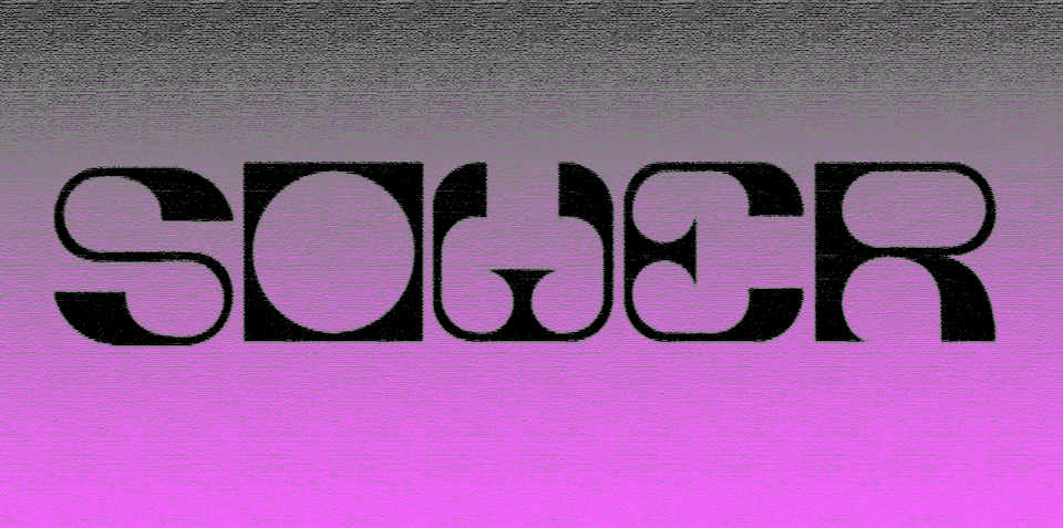 The Sower logo in black on a gradient background that goes from grey at the top to pink at the bottom.